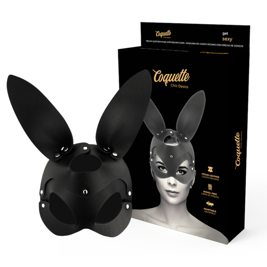 COQUETTE CHIC DESIRE - VEGAN LEREN MASKER MET KONIJNENOREN