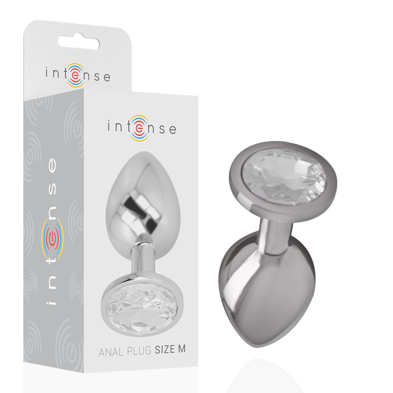 INTENS - ANALPLUG VAN ALUMINIUM MET ZILVEREN KRISTAL MAAT M