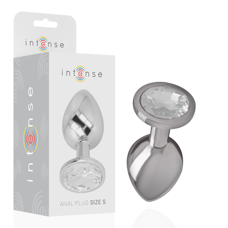 INTENSE - ALUMINIUM METALEN ANAALPLUG MET ZILVEREN KRISTAL MAAT S