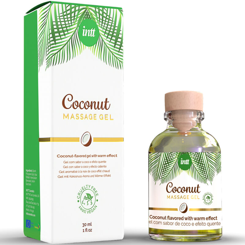INTT - VEGAN MASSAGEGEL MET KOKOSNOOTSMAAK EN VERWARMEND EFFECT