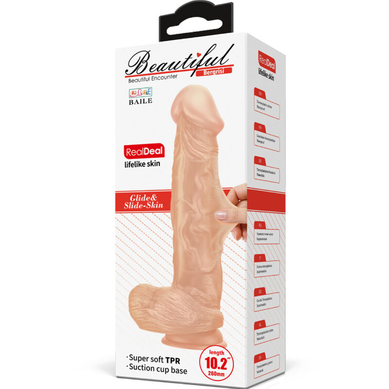 BAILE - BEAUTIFUL ENCOUNTER BERGRISI FLEXIBELE REALISTISCHE DILDO 26 CM NATUURLIJK