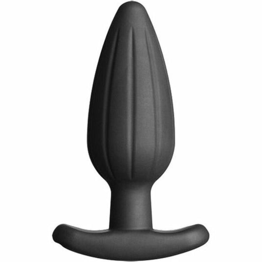 ELECTRASTIM - SILICONEN ZWARTE SCHOMMEL BUTT PLUG GROOT