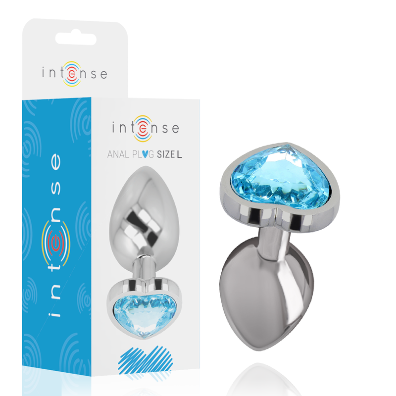 INTENSE - ALUMINIUM METAL ANALE PLUG BLAUW HART MAAT L