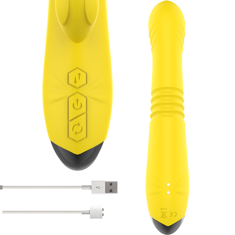 INTENSE - TOKY MULTIFUNCTIONELE VIBRATOR OP & NEER MET CLITORALE STIMULATOR GEEL