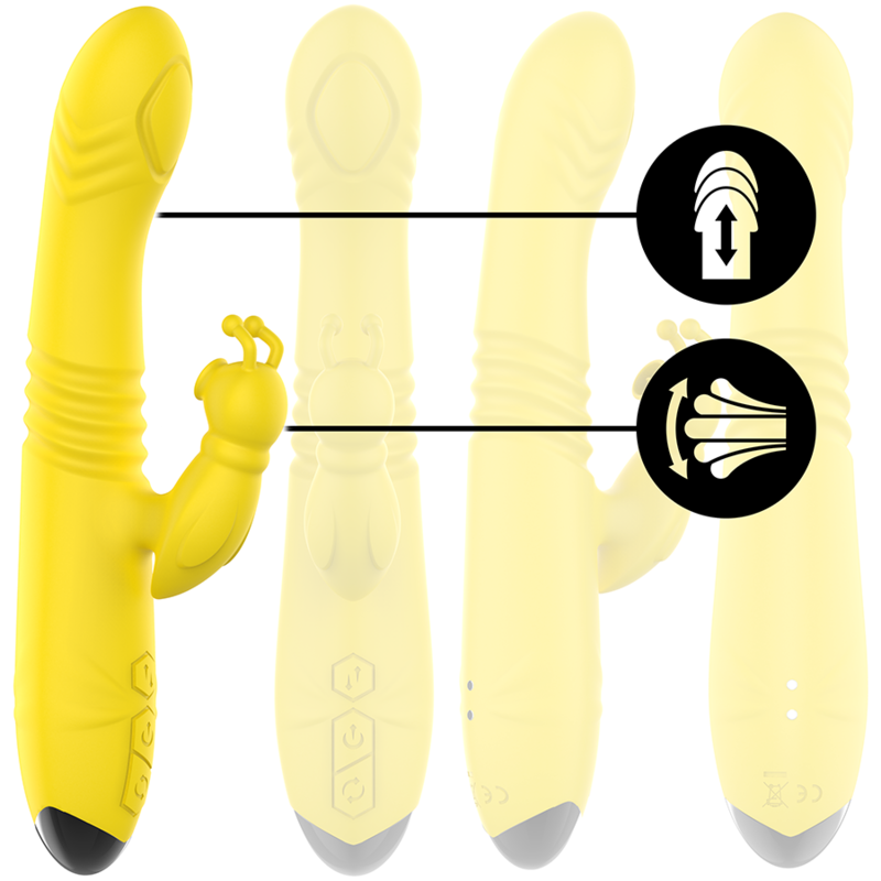 INTENSE - TOKY MULTIFUNCTIONELE VIBRATOR OP & NEER MET CLITORALE STIMULATOR GEEL