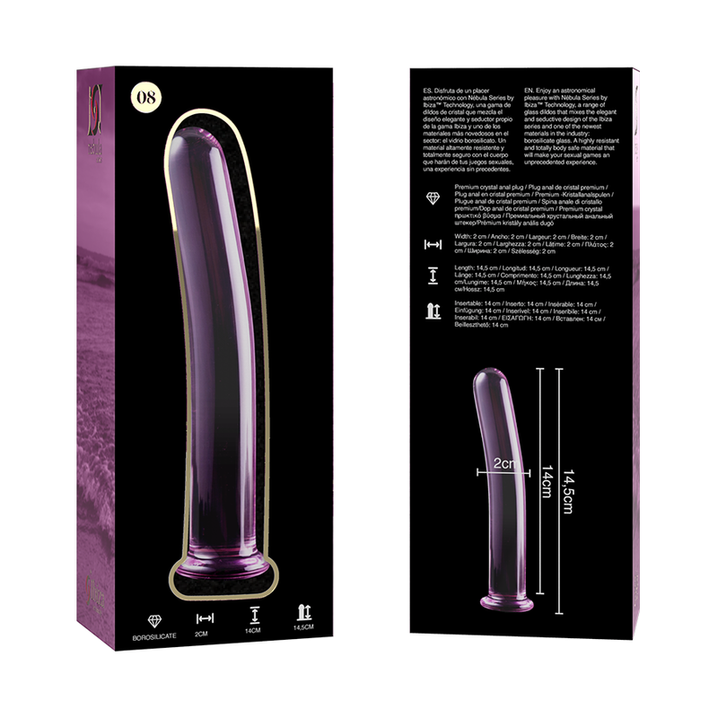 NEBULA SERIE VAN IBIZA - MODEL 8 DILDO KRISTAL ROZE 14,5 CM -O- 2 CM