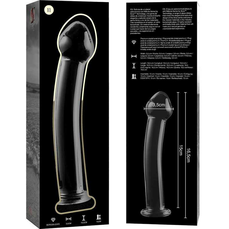 NEBULA-SERIE VAN IBIZA - MODEL 11 TRANSPARANTE KRISTALLEN DILDO 16 CM -O- 3 CM