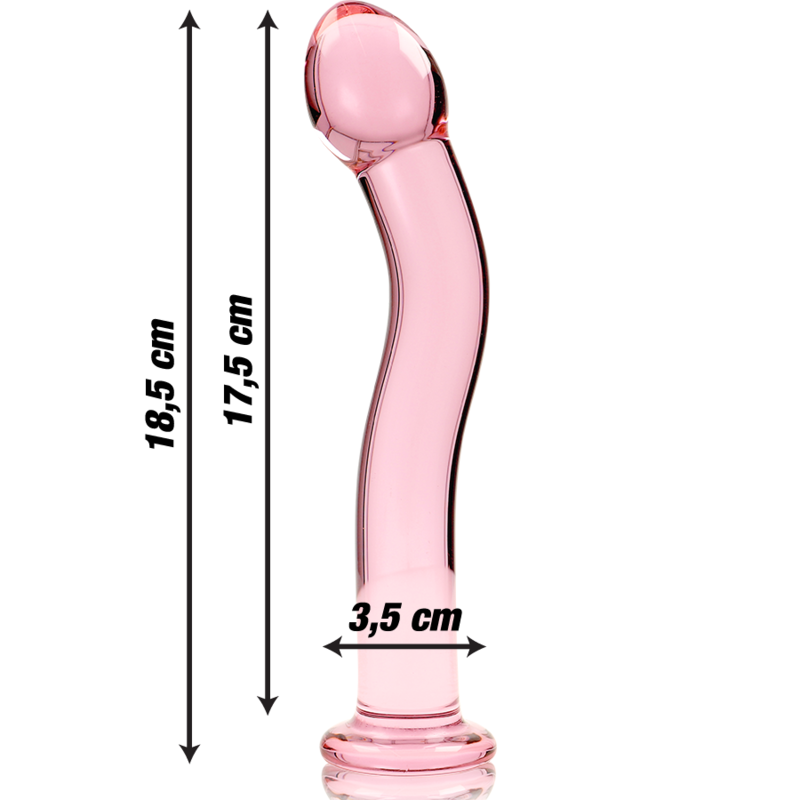 NEBULA SERIE VAN IBIZA - MODEL 18 DILDO BOROSILICAATGLAS ROZE 18.5 CM -O- 3.5 CM