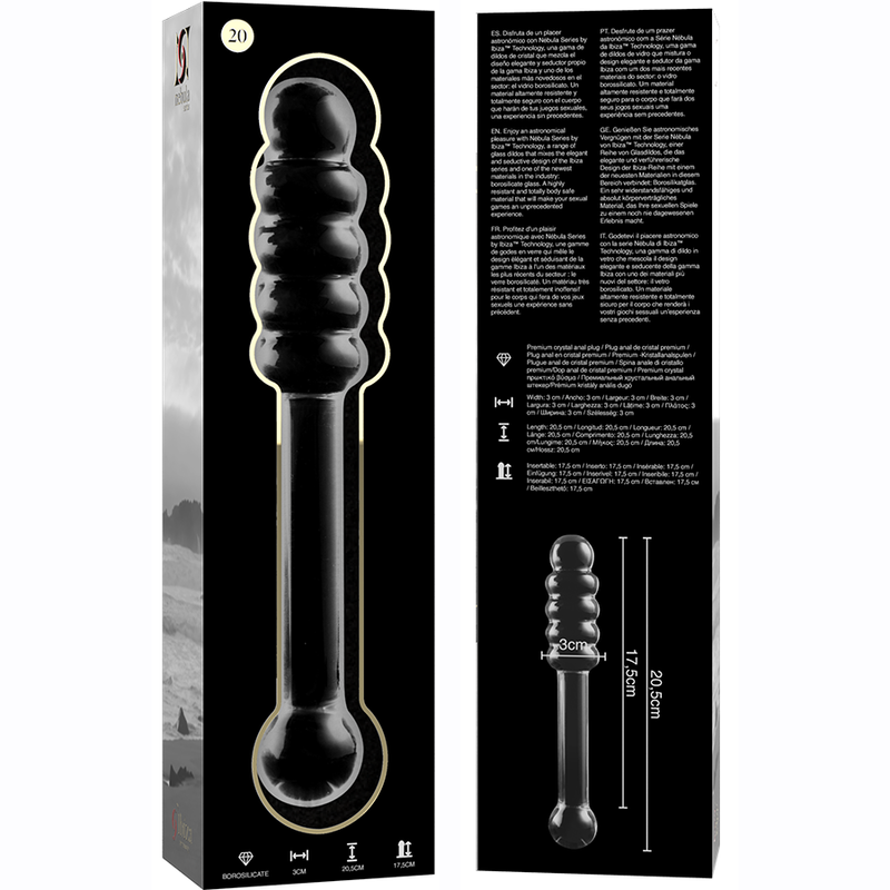 NEBULA SERIES BY IBIZA - MODELO 20 DILDO TRANSPARANT KRISTAL 20.5 CM -O- 3 CM