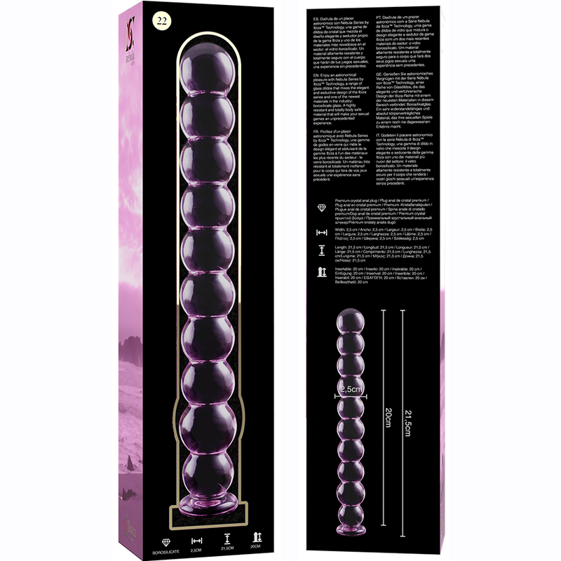 NEBULA SERIES BY IBIZA - MODEL 22 DILDO BOROSILICAATGLAS ROZE 21,5 CM -O- 2,5 CM