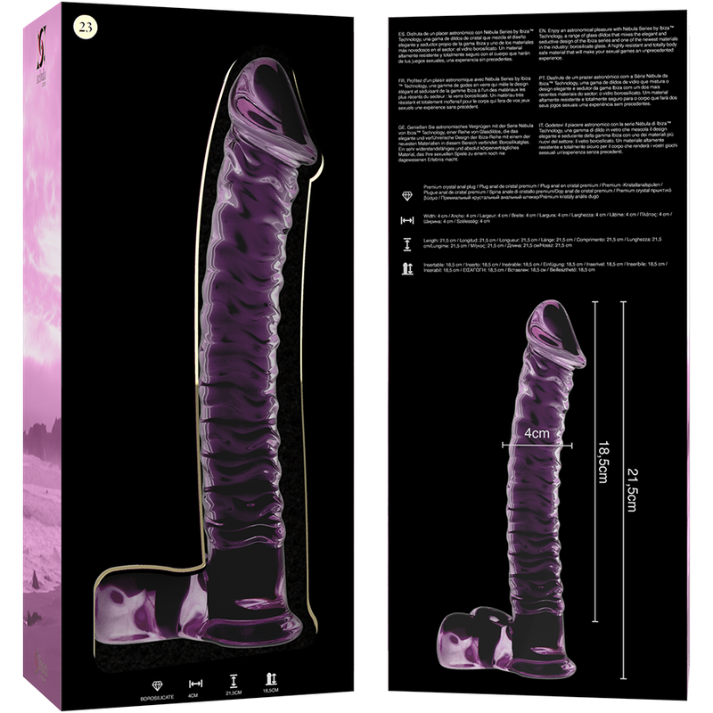 NEBULA SERIE VAN IBIZA - MODEL 23 KRISTALLEN DILDO ROZE 21,5 CM -O- 4 CM