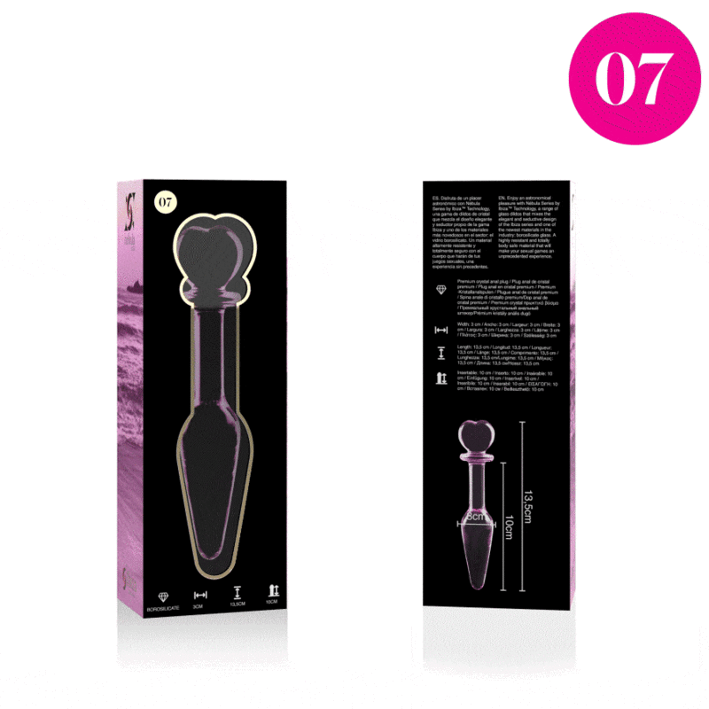 NEBULA SERIE DOOR IBIZA - MODEL 7 PLUG ROZE KRISTAL 13,5 CM -O- 3 CM