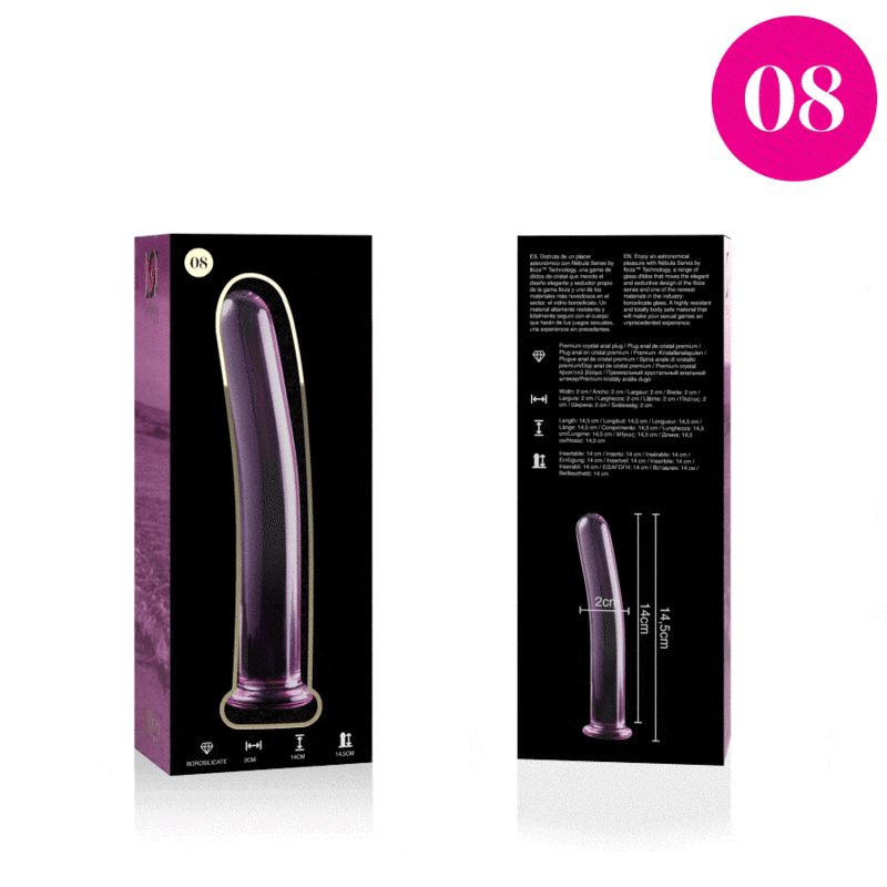 NEBULA SERIE VAN IBIZA - MODEL 8 DILDO KRISTAL ROZE 14,5 CM -O- 2 CM