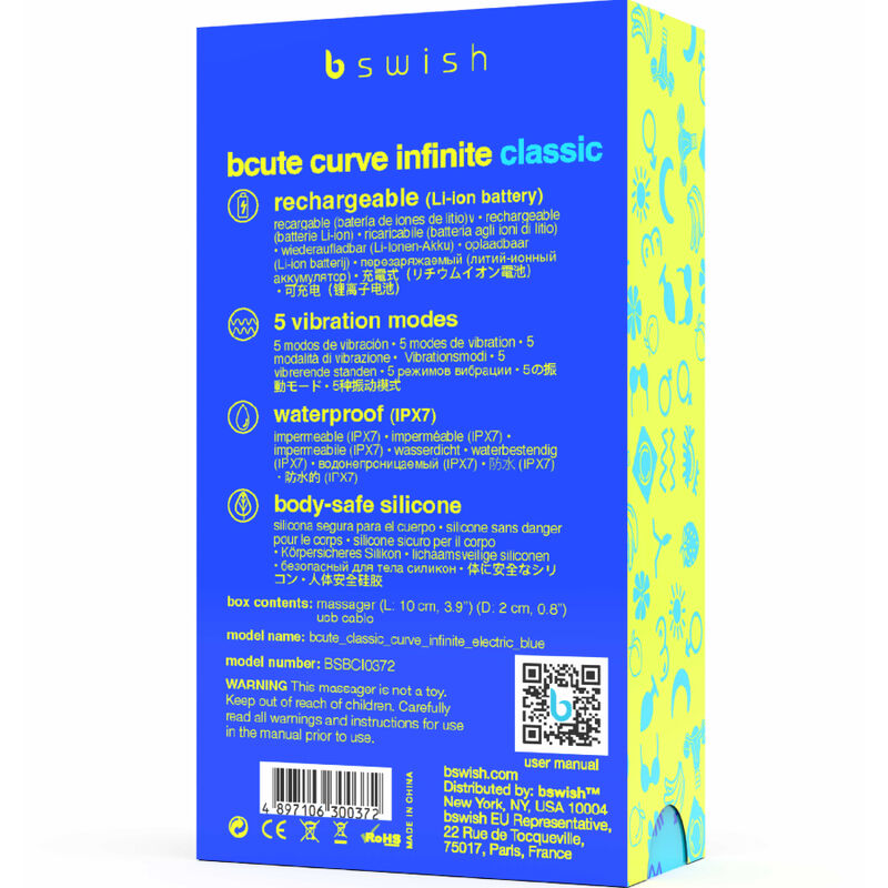 B SWISH - BCUTE CURVE INFINITE KLASSIEKE OPLAADBARE VIBRATOR BLAUW SILICOON