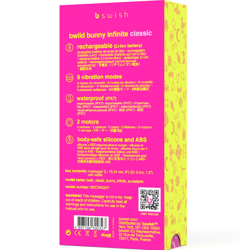 B SWISH - BWILD BUNNY INFINITE KLASSIEKE OPLAADBARE VIBRATOR ROZE SILICONE