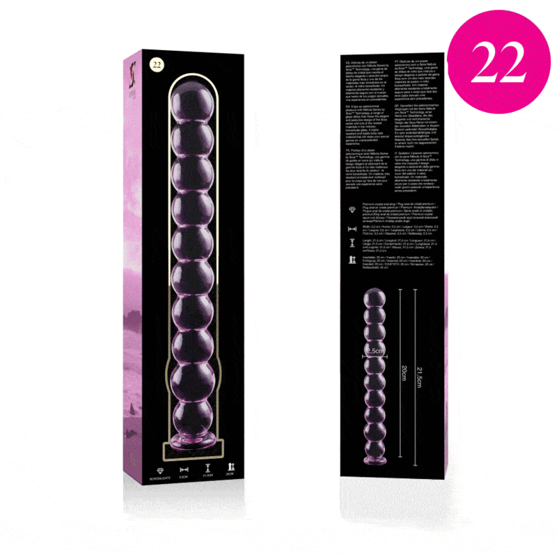 NEBULA SERIES BY IBIZA - MODEL 22 DILDO BOROSILICAATGLAS ROZE 21,5 CM -O- 2,5 CM
