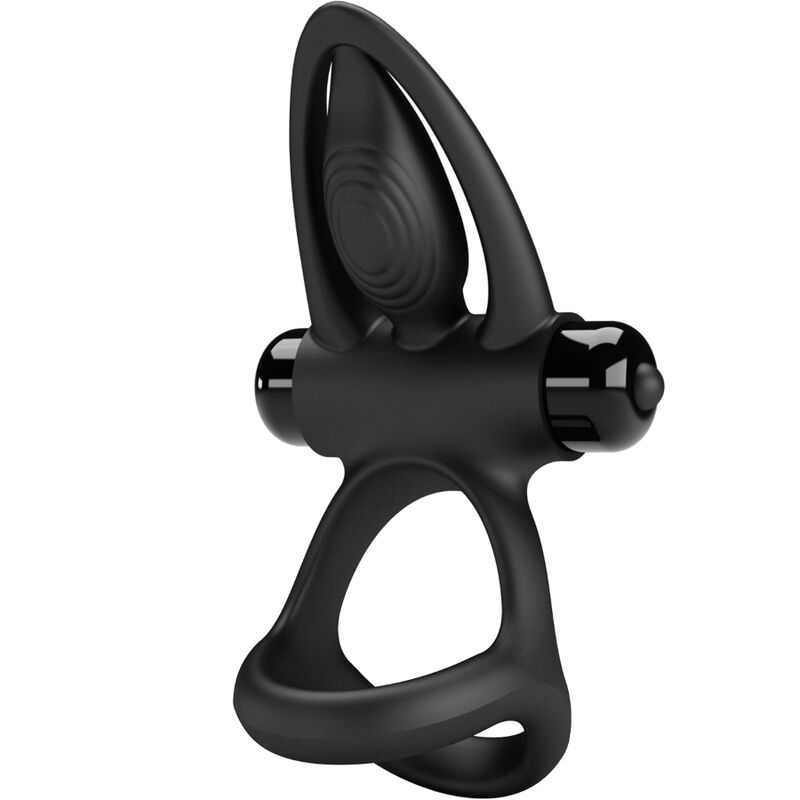 PRETTY LOVE - VIBRERENDE RING 10 TRILLINGEN ZWARTE SILICONEN