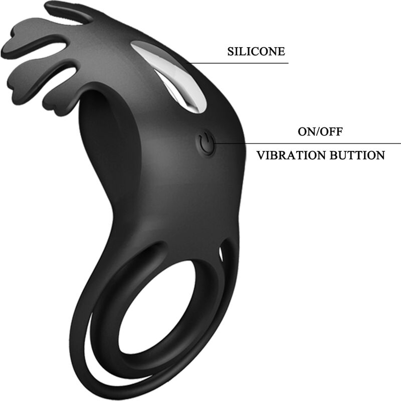 PRETTY LOVE - RUBEN VIBRATORRING 7 TRILLINGEN ZWART SILICONE