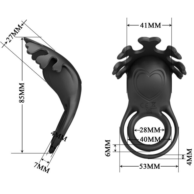 PRETTY LOVE - RUBEN VIBRATORRING 7 TRILLINGEN ZWART SILICONE