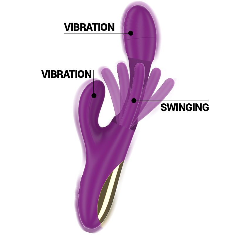 INTENSE - APOLO OPLAADBARE MULTIFUNCTIONELE VIBRATOR 7 TRILLINGEN MET ZWAAIENDE BEWEGING PAARS