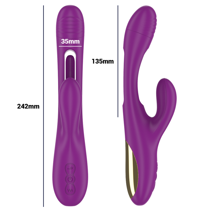 INTENSE - APOLO OPLAADBARE MULTIFUNCTIONELE VIBRATOR 7 TRILLINGEN MET ZWAAIENDE BEWEGING PAARS