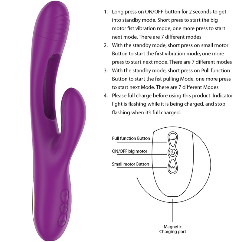 INTENSE - APOLO OPLAADBARE MULTIFUNCTIONELE VIBRATOR 7 TRILLINGEN MET ZWAAIENDE BEWEGING PAARS