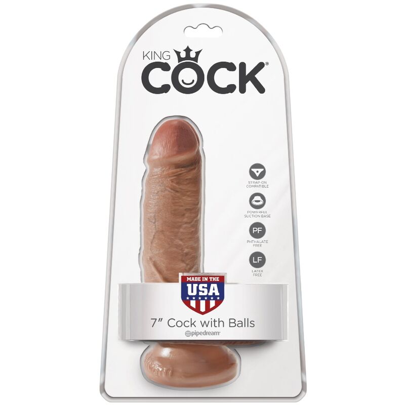 KING COCK - REALISTISCHE PENIS MET BALLEN 13,2 CM KARAMEL