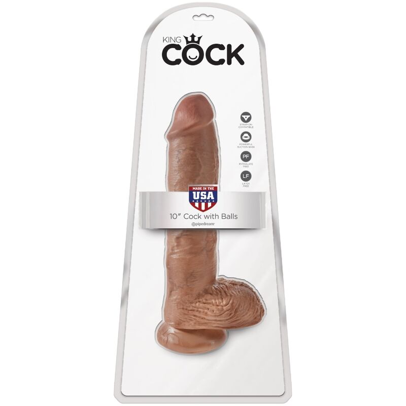 KING COCK - REALISTISCHE PENIS MET BALLEN 19,8 CM KARAMEL