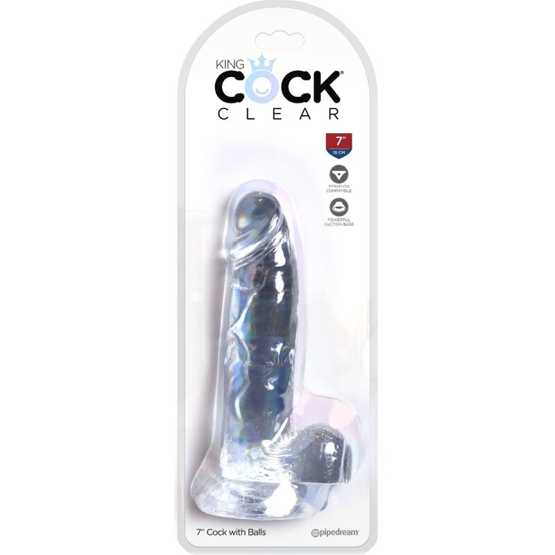 KING COCK - DUIDELIJKE REALISTISCHE PENIS MET BALLEN 15,2 CM TRANSPARANT