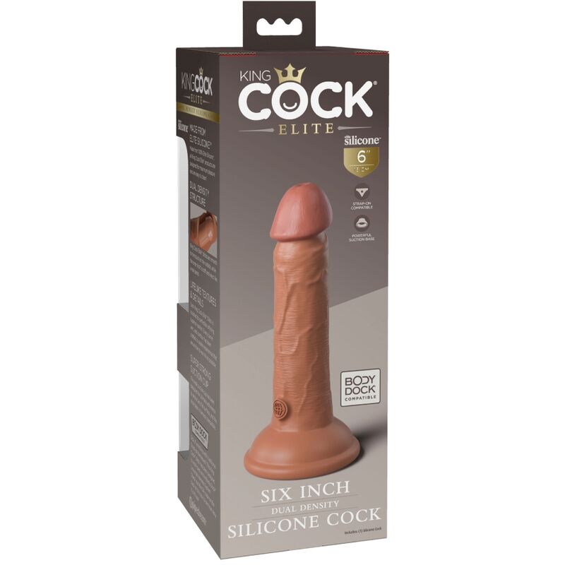 KING COCK - ELITE REALISTISCHE SILICONEN DILDO 15,2 CM KARAMEL