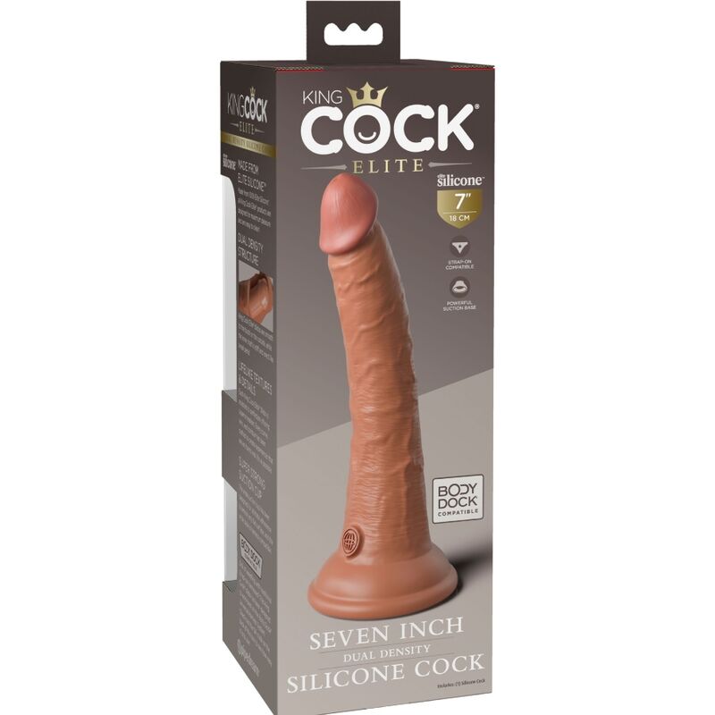 KING COCK - ELITE REALISTISCHE SILICONEN DILDO 17,8 CM KARAMEL