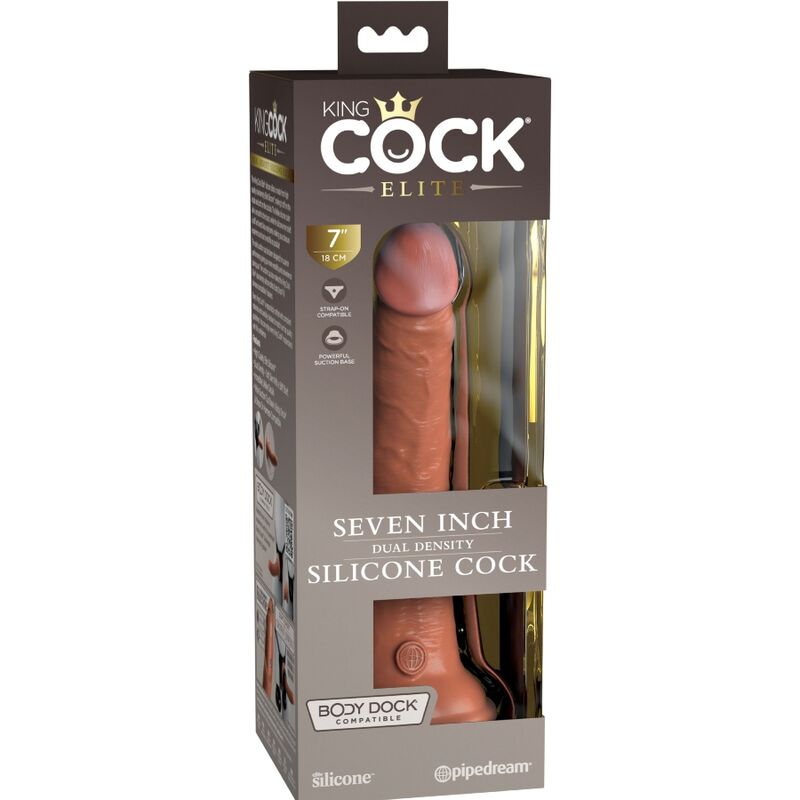 KING COCK - ELITE REALISTISCHE SILICONEN DILDO 17,8 CM KARAMEL