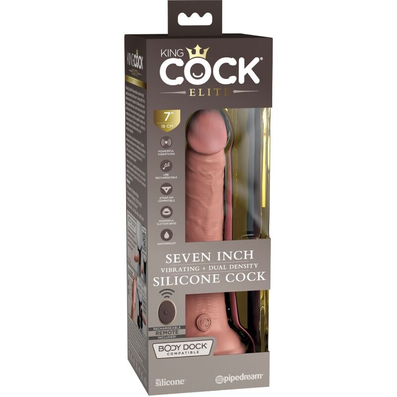 KING COCK - ELITE REALISTISCHE DILDO VIBRATOR & SILICONEN AFSTANDSBEDIENING 17,8 CM