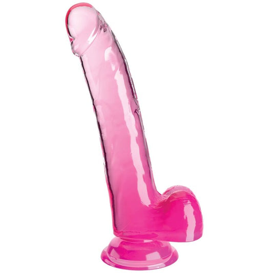 KING COCK - DOORZICHTIGE DILDO MET TEELBALLEN 20,3 CM ROZE