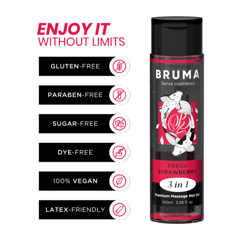 BRUMA - PREMIUM MASSAGEWARMTEOLIE AARDBEI 3 IN 1 - 100 ML