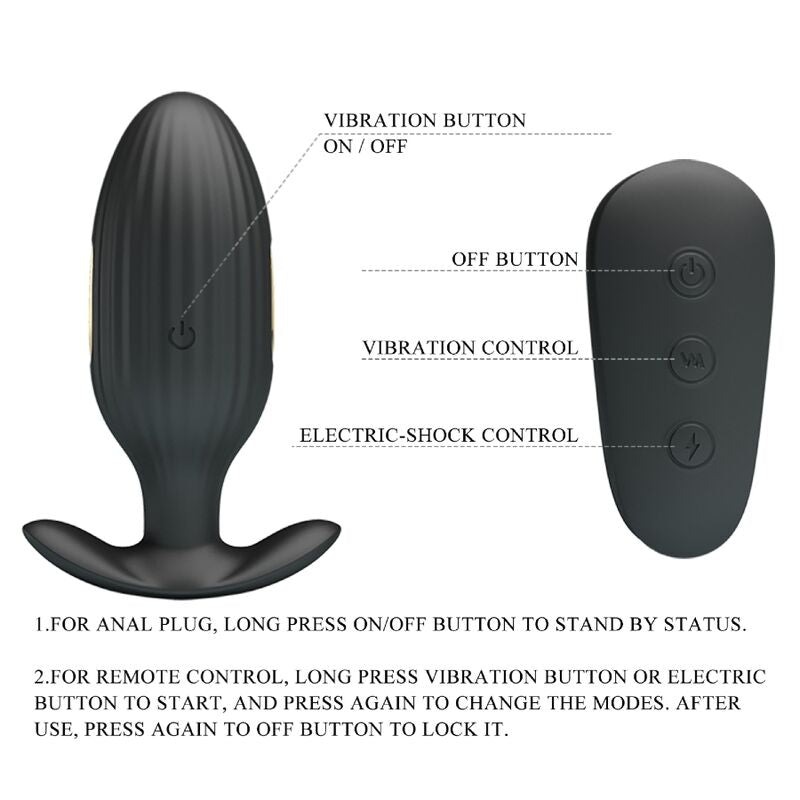 PRETTY LOVE - KELLY ANALE PLUG OPLAADBARE VIBRATOR ZWART