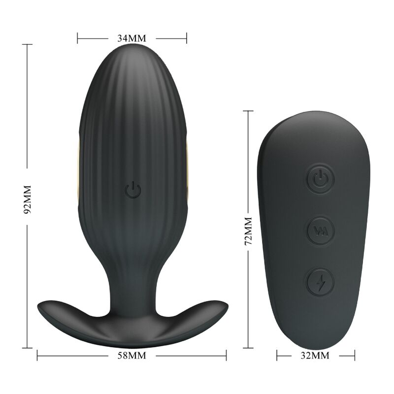 PRETTY LOVE - KELLY ANALE PLUG OPLAADBARE VIBRATOR ZWART