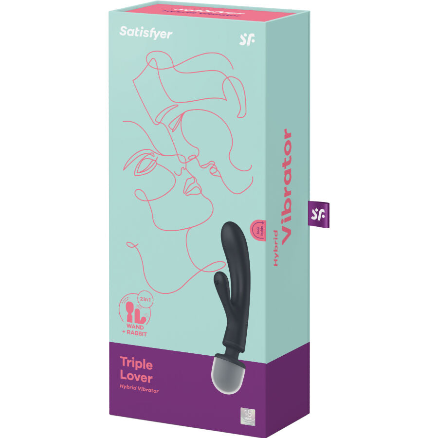 SATISFYER - TRIPLE LOVER VIBRERENDE RABBIT MASSAGER GRIJS