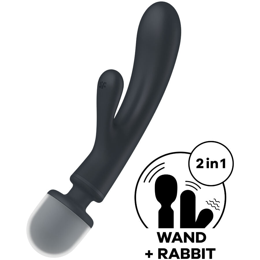 SATISFYER - TRIPLE LOVER VIBRERENDE RABBIT MASSAGER GRIJS