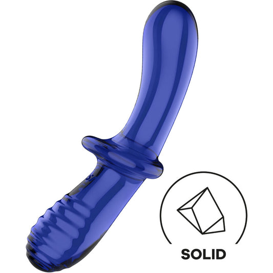 SATISFYER - DUBBELE KRISTALLEN DILDO AZUL
