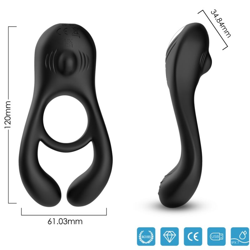 ARMONY - VEYRON DUBBELE VIBRATORRING VOOR PAARTJES MET AFSTANDSBEDIENING ZWART