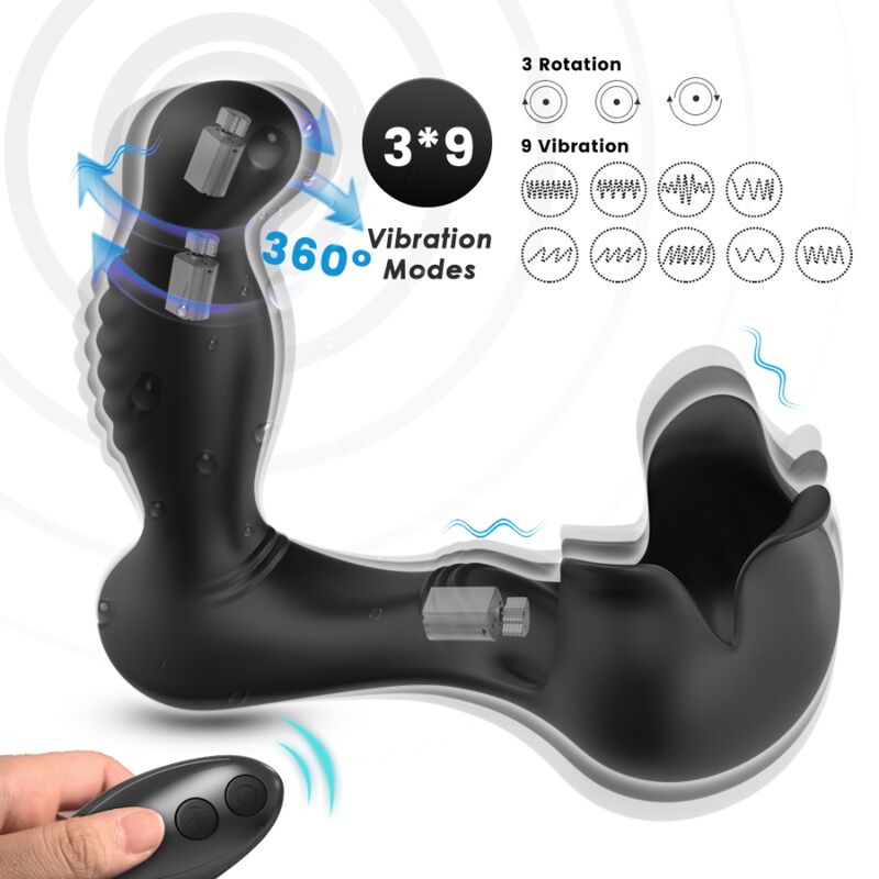 ARMONY - SURROUND VIBRATOR ANAAL & STIMULATOR TESTIKELS AFSTANDSBEDIENING ZWART