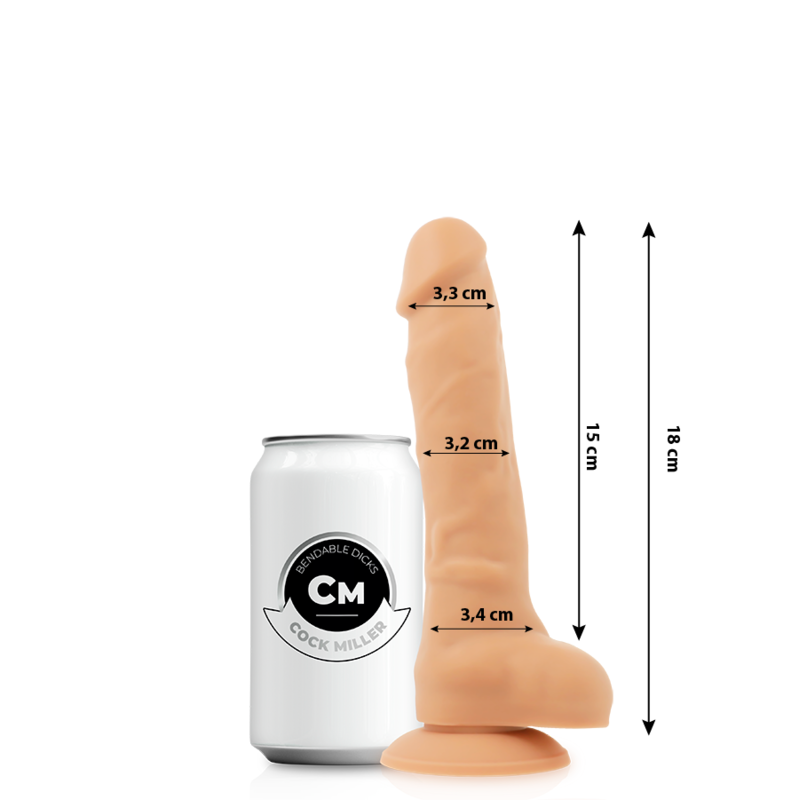 COCK MILLER - REALISTISCHE SILICONEN DILDO VLAKKE DICHTHEID GEARTICULEERD 18 CM