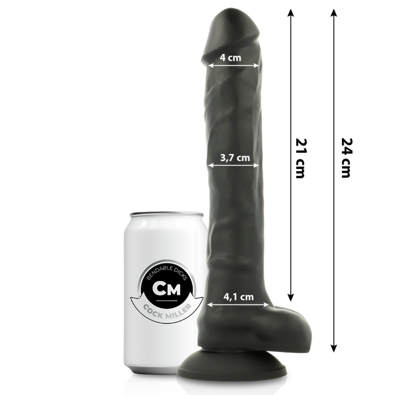 COCK MILLER - SILICONEN DICHTHEID KOKS ARTICULEERBAAR ZWART 24 CM