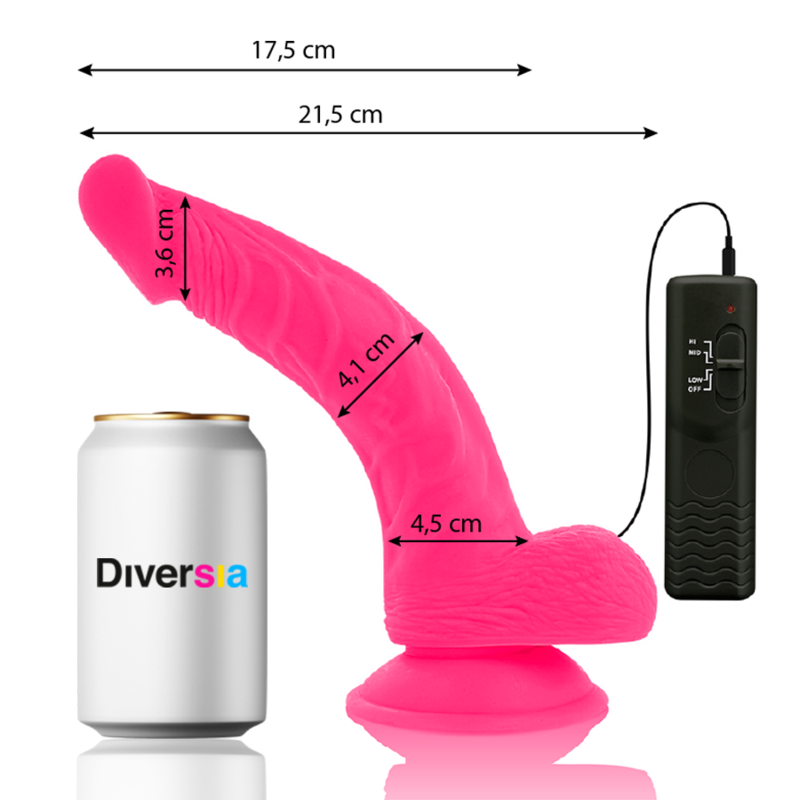 DIVERSIA - FLEXIBELE VIBRERENDE DILDO ROZE 21,5 CM -O- 4,5 CM