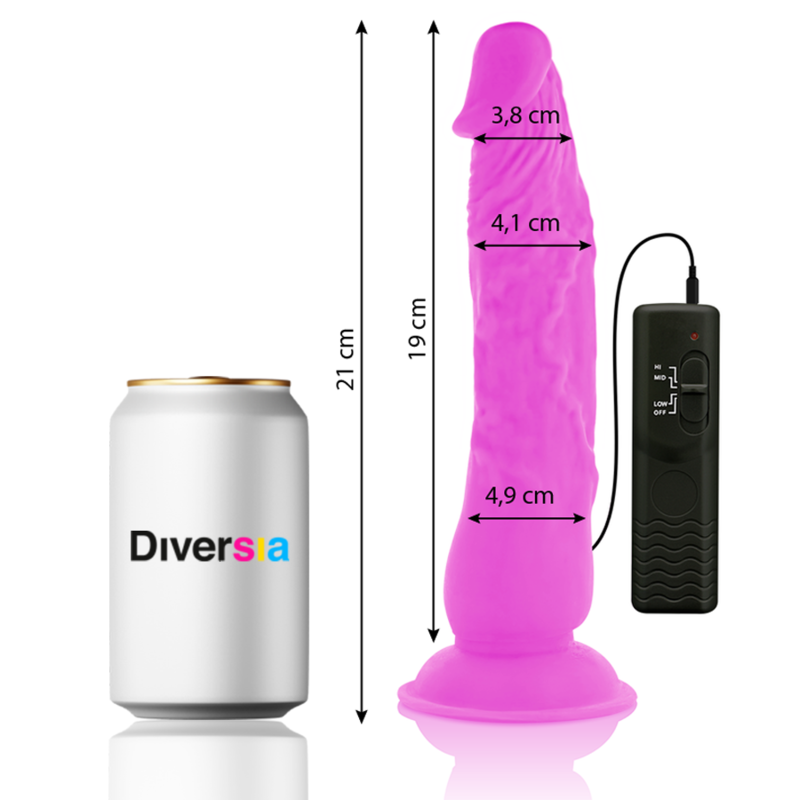 DIVERSIA - FLEXIBELE VIBRERENDE DILDO PAARS 21 CM -O- 4,9 CM