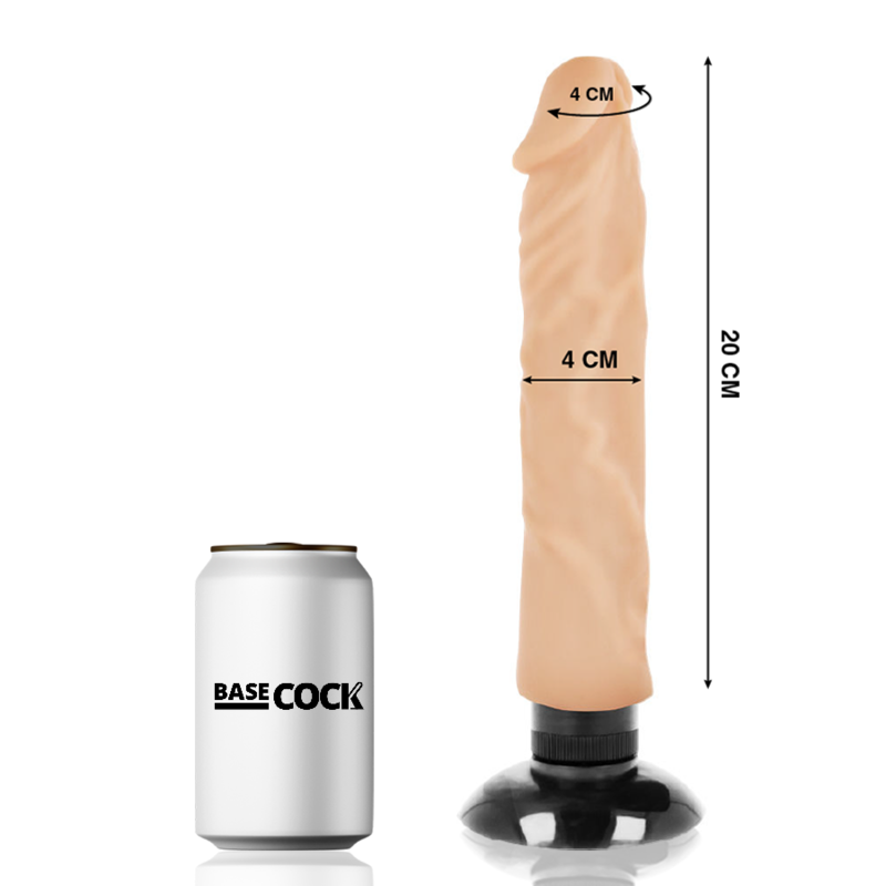 BASECOCK - REALISTISCHE VIBRATOR 2-1 NATUURLIJK 20 CM -O- 4 CM