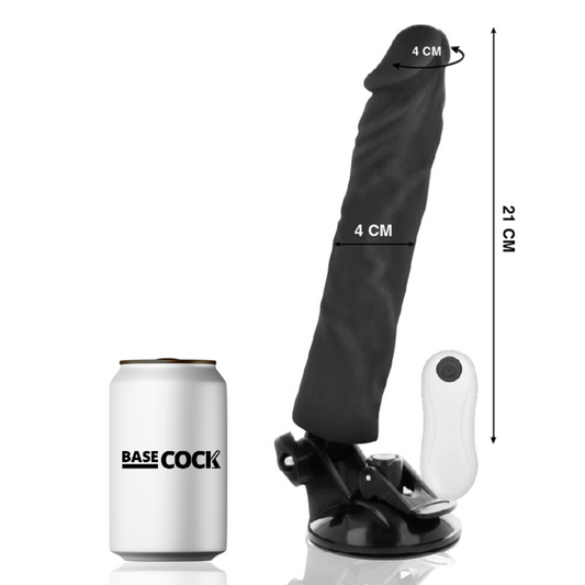 BASECOCK - VIBRADOR REALÍSTICO CONTROL REMOTO NEGRO 21 CM -O- 4 CM
