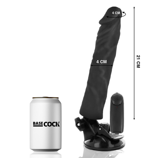 BASECOCK - REALISTISCHE VIBRATOR AFSTANDSBEDIENING ZWART 21 CM -O- 4 CM
