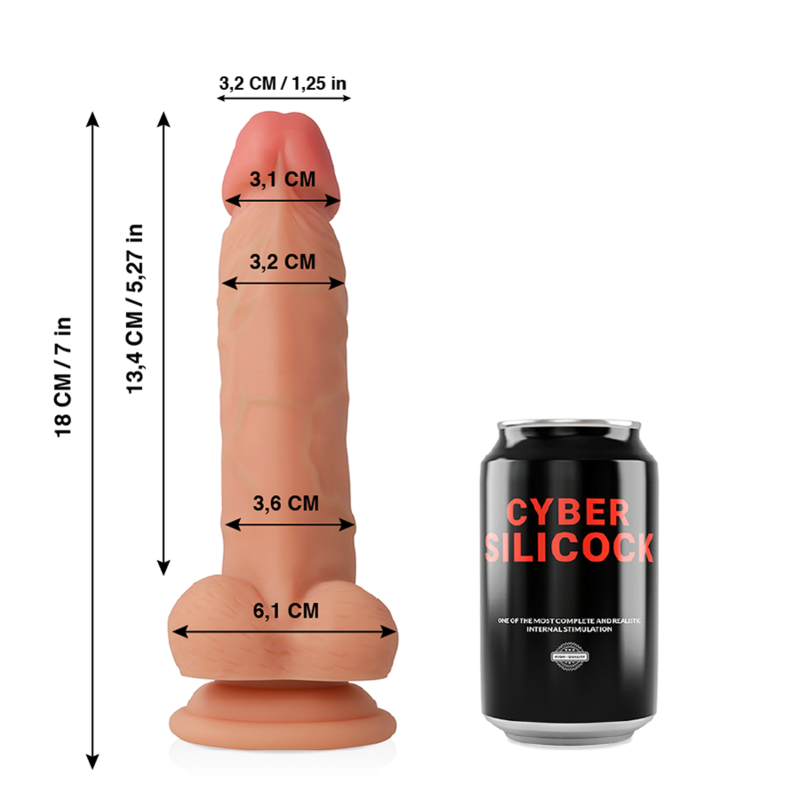 CYBER SILICOCK - JUDE ULTRA REALISTISCHE ZACHTE VLOEIBARE SILICONE 18 CM -O- 3.2 CM